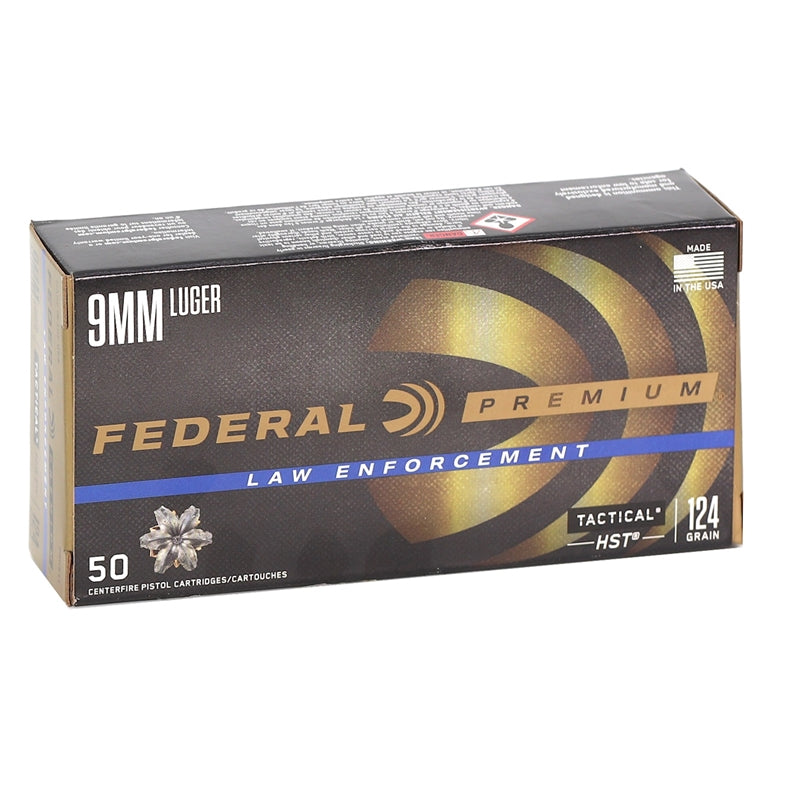 Federal Ammunition HST 9mm Luger Ammo 125 Grain HST JHP - 50 Rounds