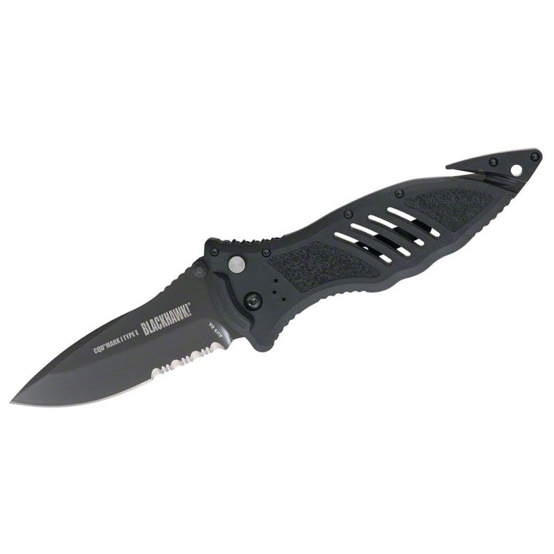 Blackhawk CQD Mark 1 Type E Folding Rescue Knife Serrated – Tactical Police  Gear