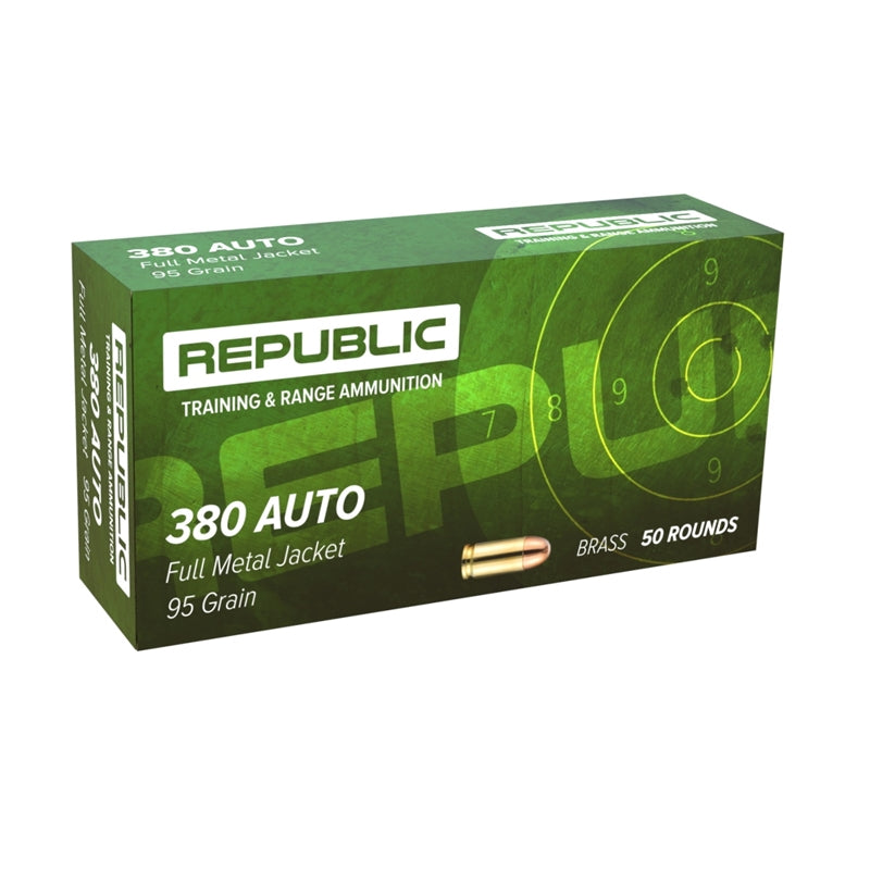 New Republic Training and Range Ammunition 380 ACP AUTO Ammo 95 Grain FMJ - 50 Rounds