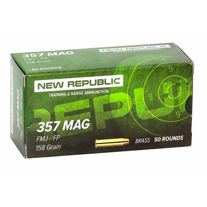 New Republic Training and Range Ammunition 357 Magnum Ammo 158 Grain FMJ - 50 Rounds